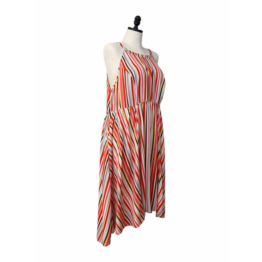 Torrid High Low Midi Dress Size 3X Sleeveless Flowy Multicolor Stripe Sundress - Picture 4 of 12
